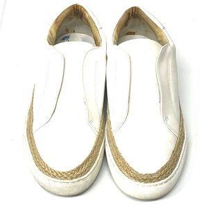 Casual White Slip-On Shoes with Tan Accents by starve Madden